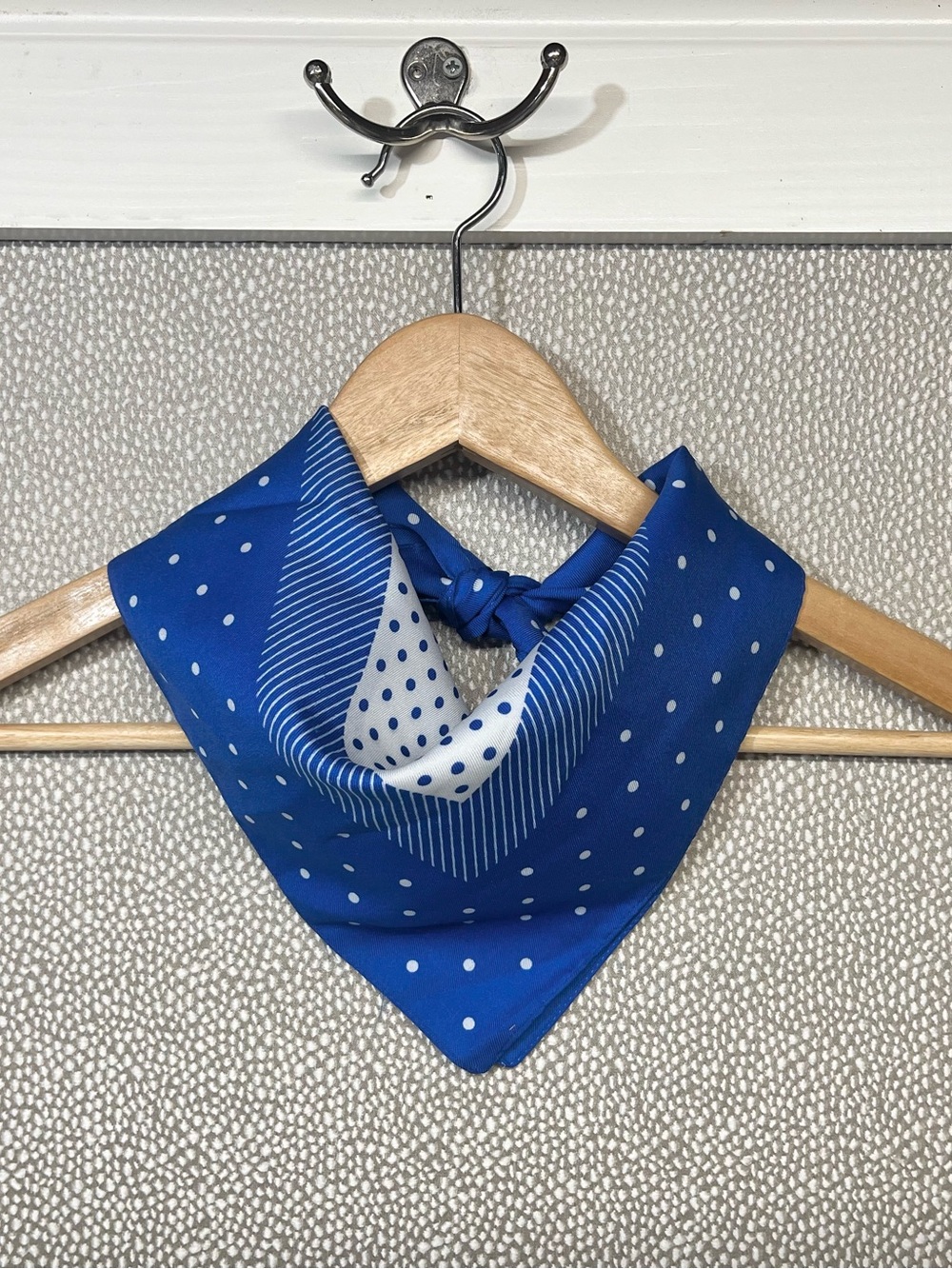 OS Square Royal Blue Polka Dot Bandana Scarf